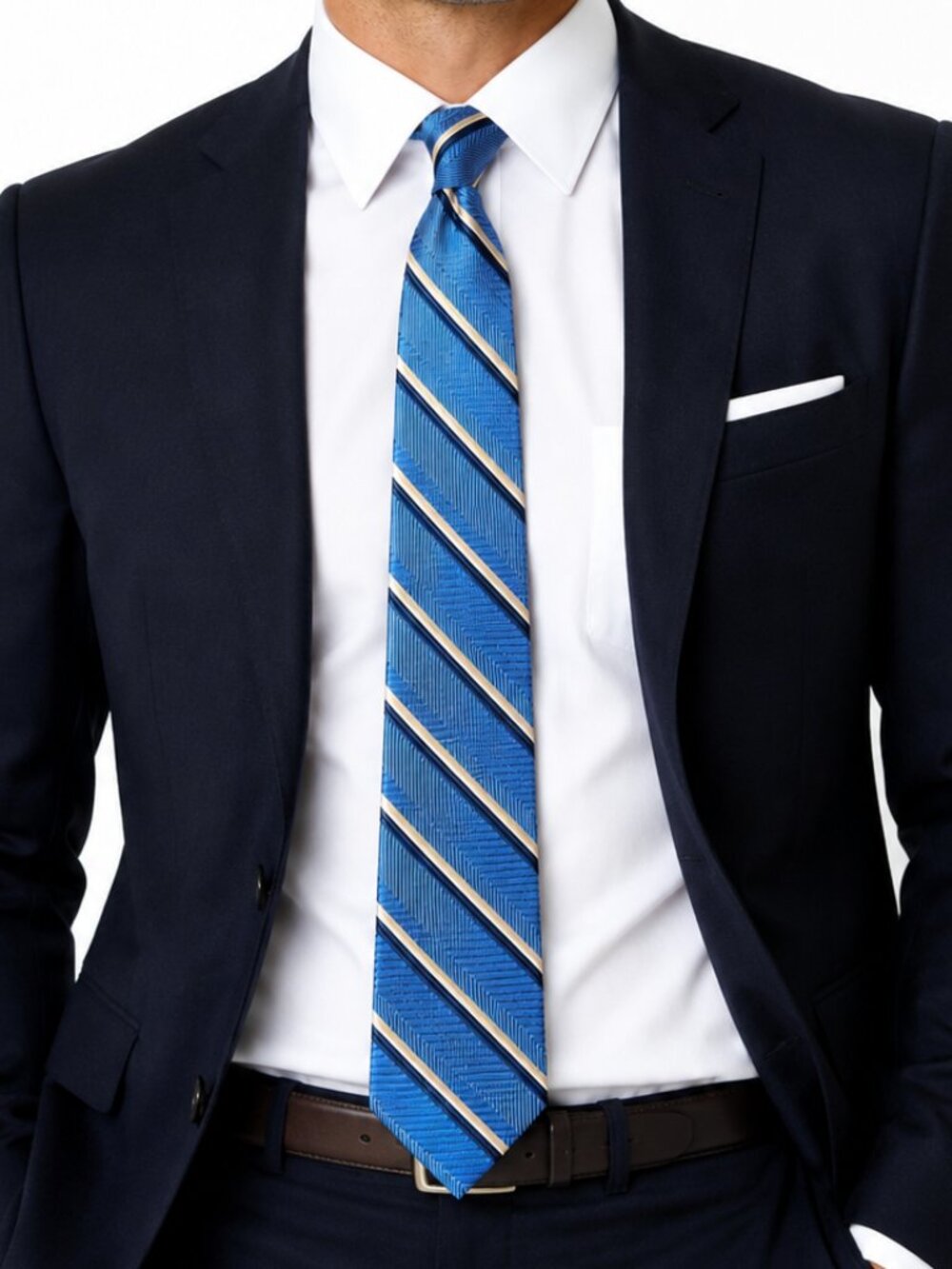 Guy Laroche Blue Pink Gray Striped 100% Silk Tie 58” Designer Necktie